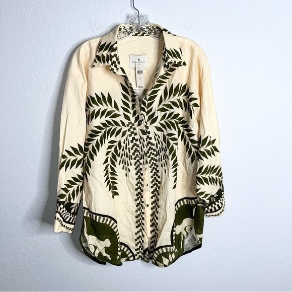 Eugenia Fernández Anthropologie Top Women Medium Safari Rahid Shirt Linen monkey - Picture 5 of 14
